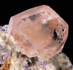Beryl var. morganite crystal found in 1972, 5 cm wide. W. Larson collection. 