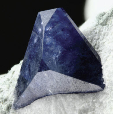 Benitoite crystal, 1.2 cm wide. M. Chinellato specimen and photo.