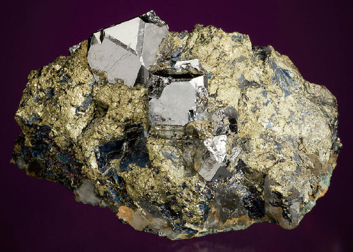 Sperrylite crystal in chalcopyrite, crystal 1.3 cm wide. Wallbridge specimen. M. Bainbridge photo.