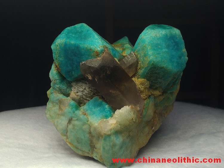Amazonite and smoky brown crystal, barite mineral crystal gem stone ore samples,Amazonite,Quartz,Barite