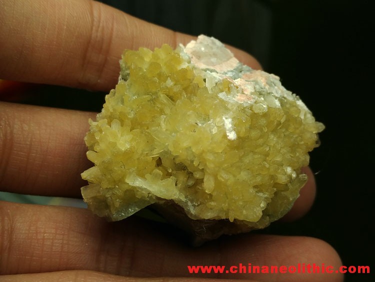 Feldspar is covered with golden yellow mineral crystal specimens of Stilbite gem stone ore,Stilbite,Feldspar