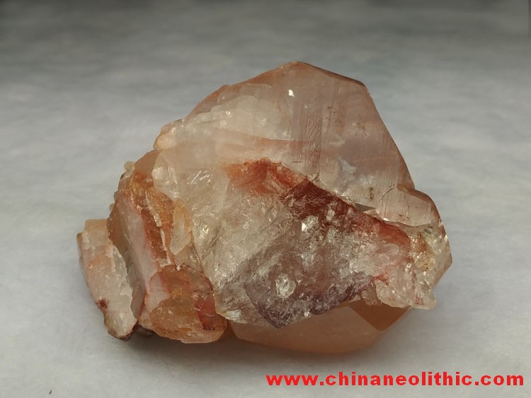 Red triangular calcite mineral crystal specimen,Calcite