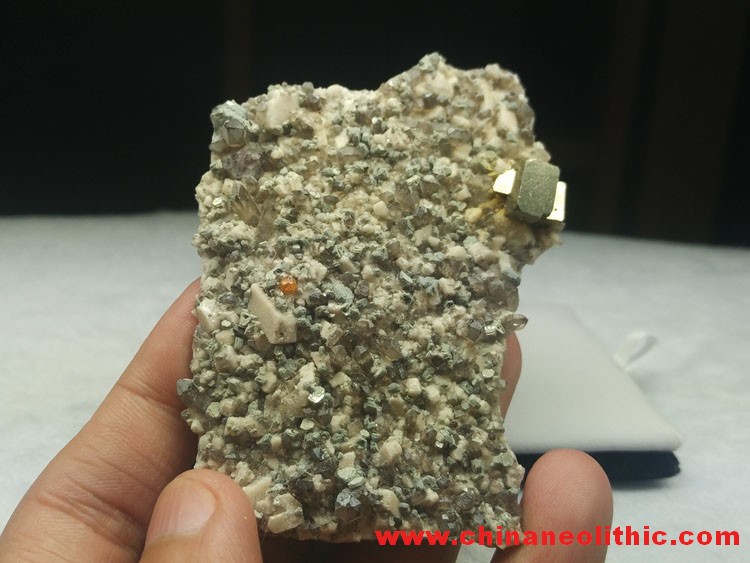 Pyrite, manganese aluminum garnet crystal and feldspar mica mineral crystal stone ore samples,Garnet,Pyrites,Quartz,Mica