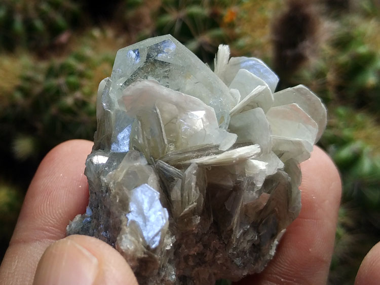 Plate shaped Aquamarine and mica mineral crystal specimens gem stone ore,Aquamarine,Mica
