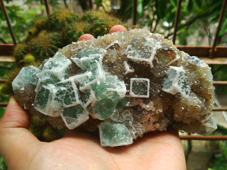 A new lattice window green fluorite and crystal mineral crystal specimens stone ornamental stone ore,Fluorite,Quartz