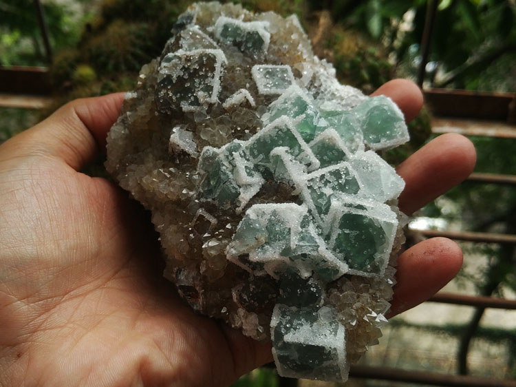 A new lattice window green fluorite and crystal mineral crystal specimens stone ornamental stone ore,Fluorite,Quartz