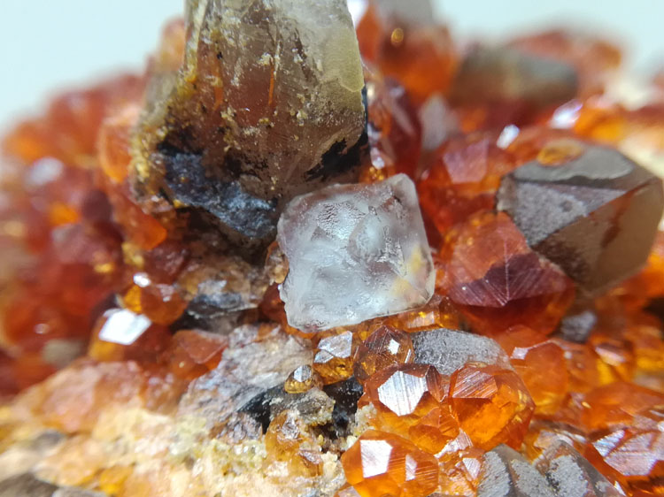 Fanta gem garnet Spessartine and Citrine smoky quartz mineral gem stone ore samples,Garnet,Quartz