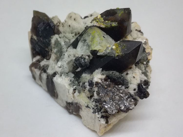 Topaz and smoky quartz and unknown mineral paragenesis ore gem stone specimens,Topaz,Quartz,Opal