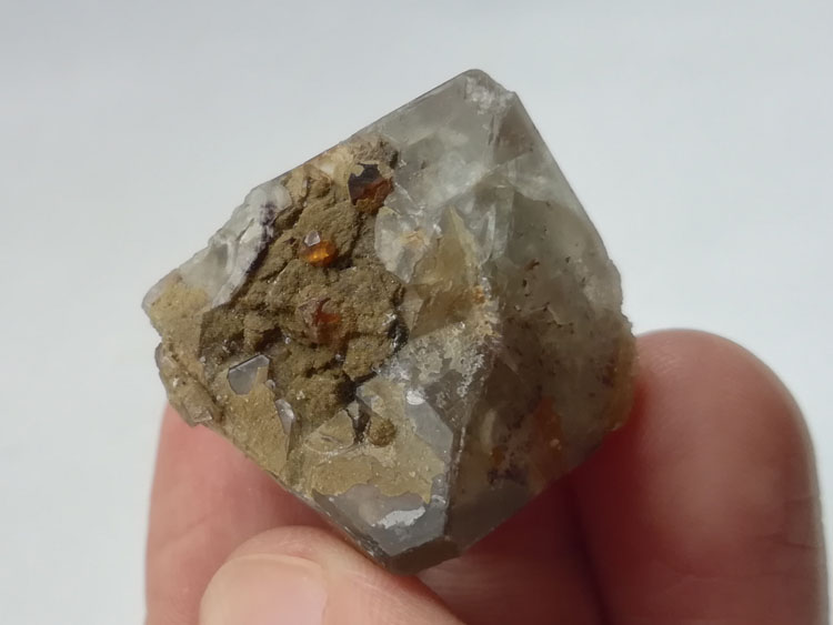 Octahedral fluorite encapsulated manganese-alumina garnet symbiotic mineral specimen Crystal Gemston,Fluorite,Garnet