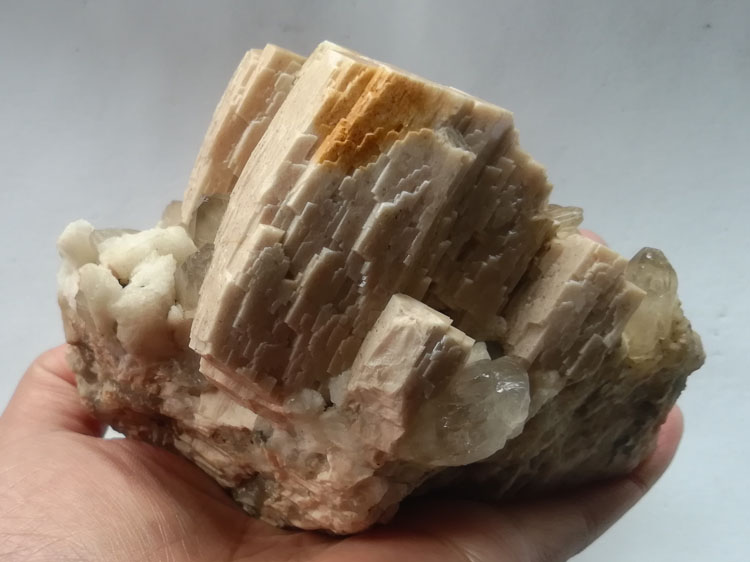 Bending Poash Feldspar Albite and Smoky Quartz Symbiotic Mineral Specimens Crystal Gemstone Raw Ore,Feldspar,Quartz