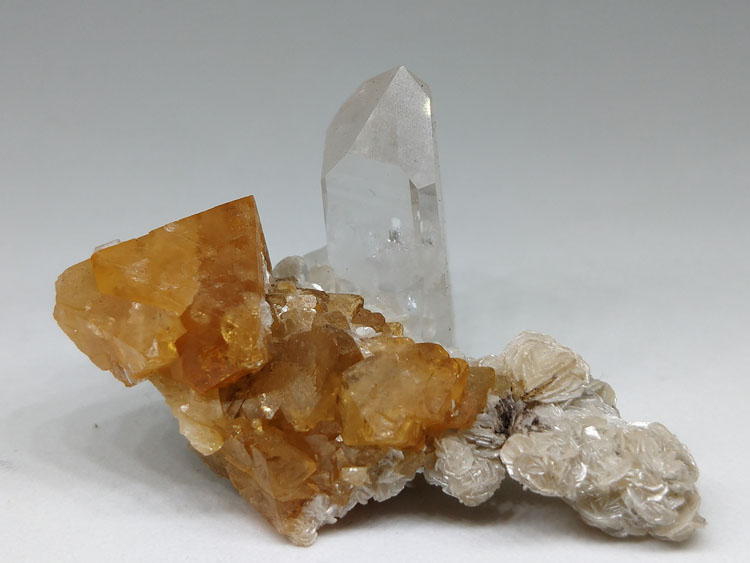 Specimens of Scheelite and Quartz Mica Symbiotic Minerals from Xuebaoding, China,Scheelite,Quartz,Mica