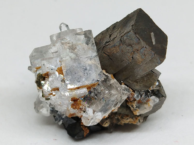 Columnar Arsenopyrite and Colourless Fluorite Crystal Marmatite Symbiotic Mineral Specimens Crystal ,Arsenopyrite,Fluorite