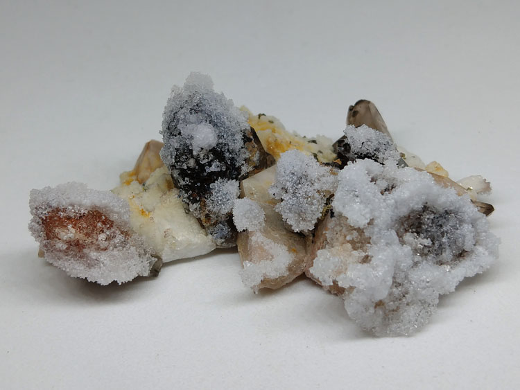 Opal Smoky Quartz Feldspar. Crystal Cluster of Symbiotic Mineral Specimens Gemstone Raw Ore,Opal,Quartz