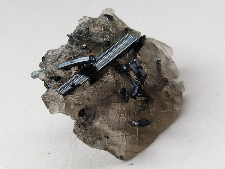 Classical Stibnite, Calcite symbiotic mineral assemblage mineral specimens Crystal Cluster gemstone ,Stibnite,Calcite