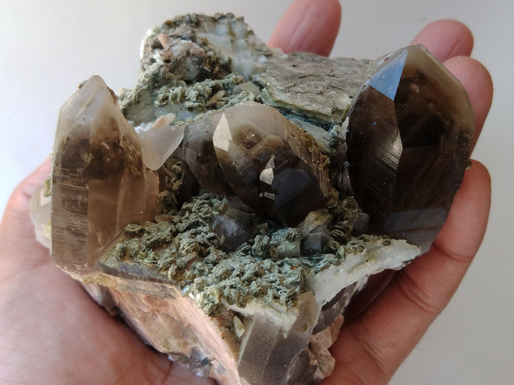 福建绿云母茶晶烟晶长石共生矿物标本晶体晶簇晶洞宝石原石原矿石,云母,水晶,长石