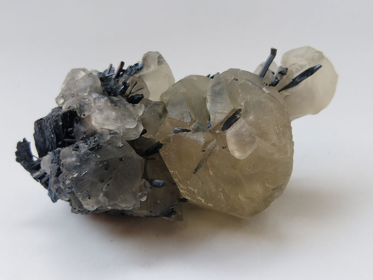 Golden Calculus and Antimony Symbiotic Mineral Specimens Crystal Gemstone Raw Ore,Calcite,stibnite