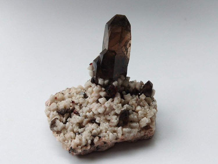 Cactus Smoky Quartz Albite Garnet Spessartine Spessartite Mineral Specimen Crystal Gem,Garnet,Quartz,Feldspar
