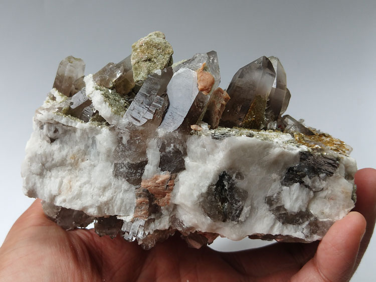 Smoky Quartz, Albite Feldspar,Mica Mineral Specimen Crystal Gem,Quartz,Feldspar,Mica